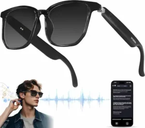 Smart Glasses with AI,Bluetooth Glasses with 110+ Translation,Smart Glasses for Men&Woman,Multifunctional Bluetooth Glasses for Men (Black)